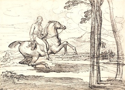 James Ward - A Horseman in a Landscape- Probably a Study for Theophilus Levett Fox-hunting in Wychnor Park - Google Art Project