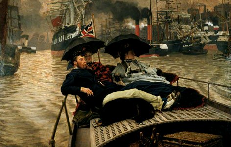 James Tissot (1836-1902) - On the Thames (How Happy I Could Be with Either^) - A1.323 - The Hepworth Wakefield. Free illustration for personal and commercial use.