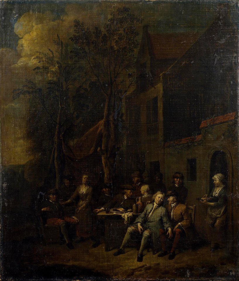 Jan Baptist Lambrechts - Scene by a Tavern