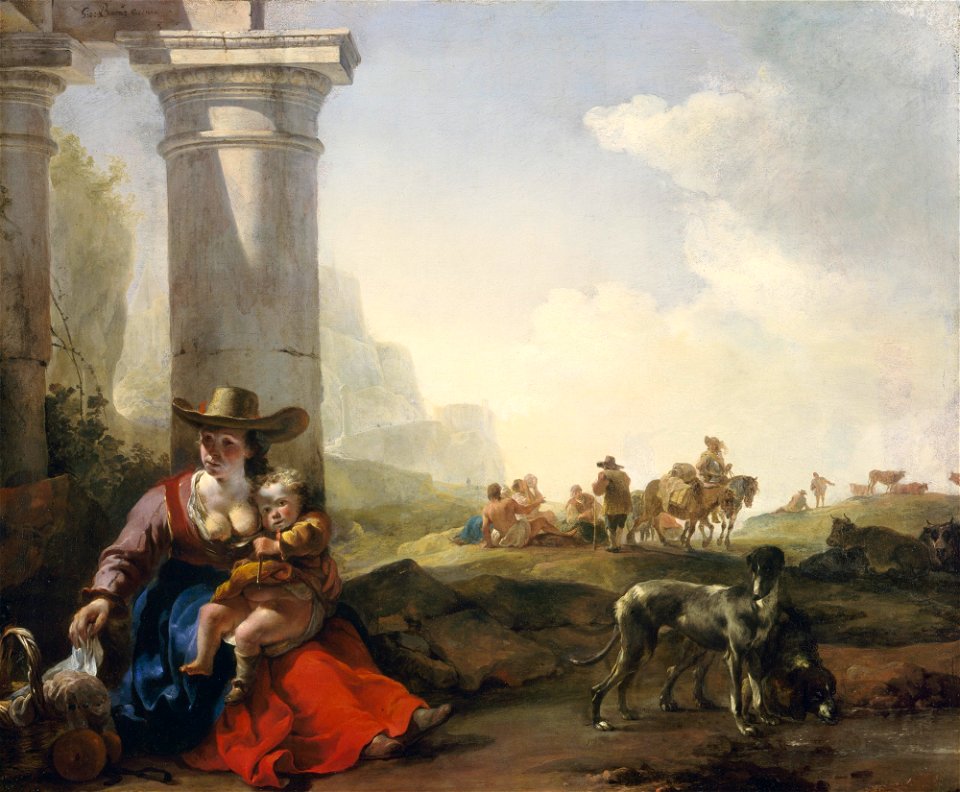 Jan Baptist Weenix - Italian Peasants among Ruins 41.57-S1 o2