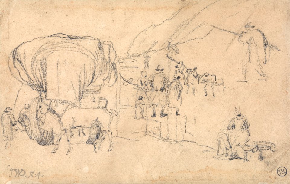 James Ward - Sheet of Sketches- Wagon, Horse, Milkmaid and Other Figure Studies - Google Art Project
