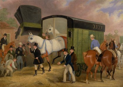 James Pollard - The Derby Pets- The Arrival - Google Art Project. Free illustration for personal and commercial use.