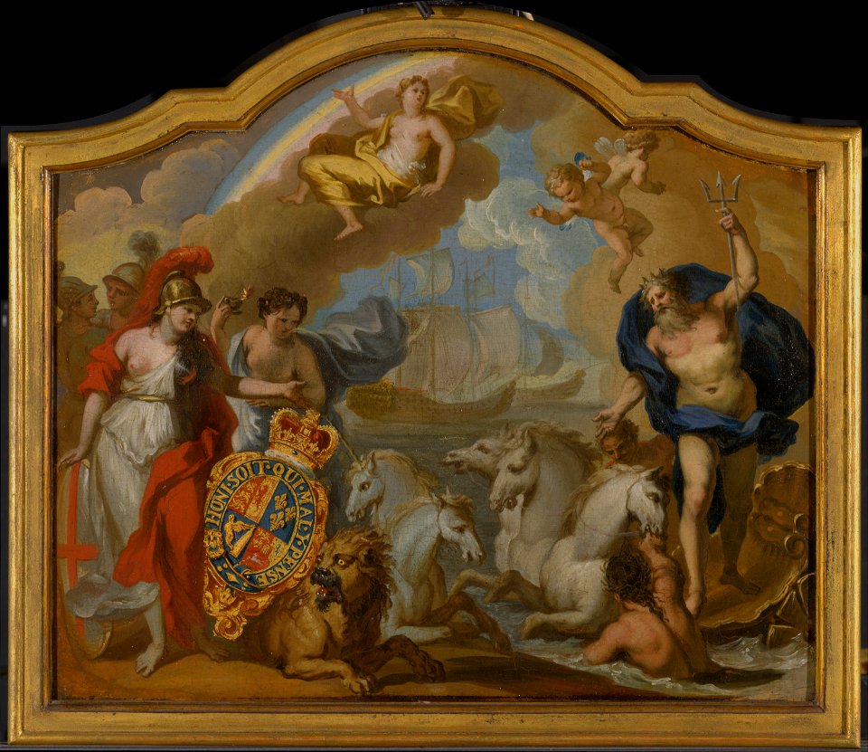 James Thornhill - Allegory of the Power of Great Britain by Sea, design for a decorative panel for George I's ceremoni... - Google Art Project