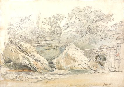 James Ward - Watermill in a Rocky Landscape - Google Art Project