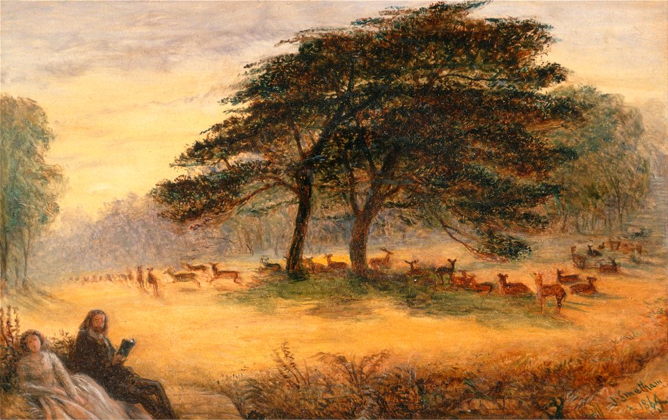 James Smetham - Lovers in Richmond Park (Windsor Park) - Google Art Project