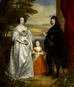 James, Seventh Earl of Derby, His Lady and Child - Van Dyck 1632-41. Free illustration for personal and commercial use.