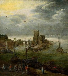 Jan Breughel d.J. & Joos de Momper d.J. - Havenzicht met vissers