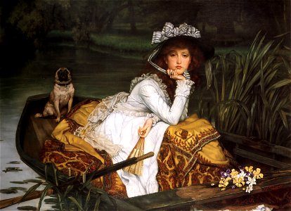 James Tissot - Young Lady in a Boat. Free illustration for personal and commercial use.