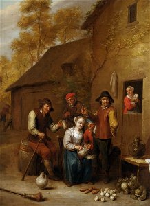 Jan Baptist Nollekens (attr) Fröhliche Bauerngesellschaft vor einem Haus