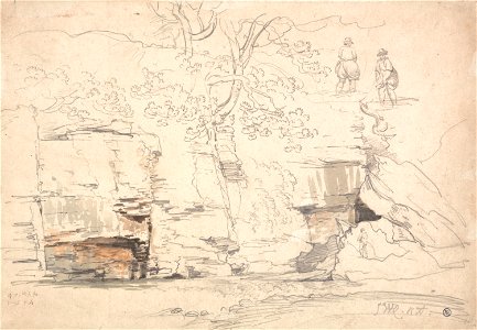 James Ward - A Rocky Hillside with Trees and Figures - Google Art Project