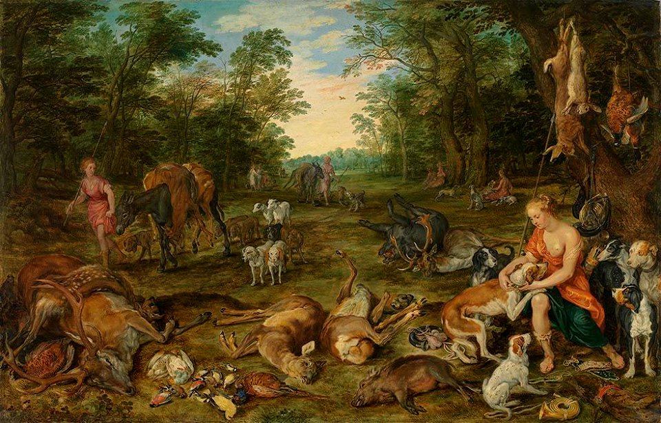 Jan Brueghel d. Ä. und Rubens-Werkstatt - Waldlandschaft mit Nymphen und Jagdbeute - 842 - Bavarian State Painting Collections