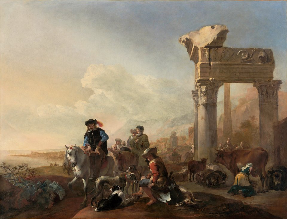 Jan Baptist Weenix - Hunters Near Ruins - 1964.294 - Cleveland Museum of Art