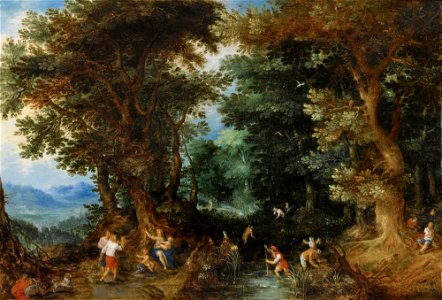 Jan Brueghel (II) - Latona and the Lycian peasants. Free illustration for personal and commercial use.