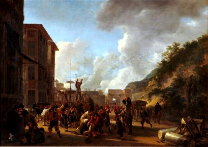 Jan Both - Feast and merrymaking near the Spanish Embassy in Rome in February 1637