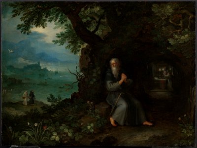 Jan Bruegel (I) - Landscape with St. Fulgentius. Free illustration for personal and commercial use.