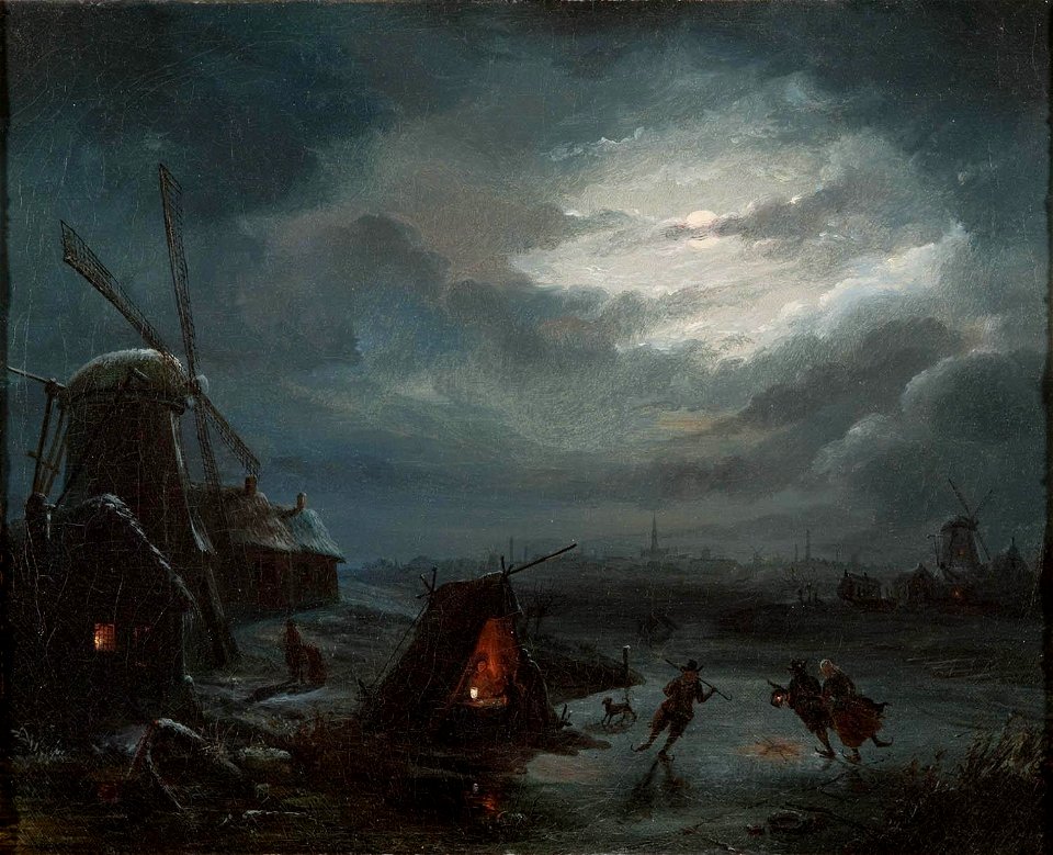 Jan Baptist Tetar van Elven - Nachtelijk ijsgezicht