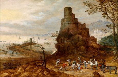 Jan Breughel de Jonge - Kust Landschap met de Scipios graf