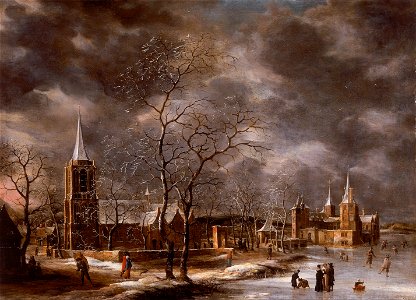 Jan Beerstraten - Warmond Castle in a Winter Landscape - Google Art Project