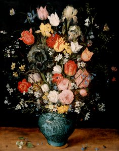 Jan Brueghel (I) - Bouquet of flowers in a blue vase