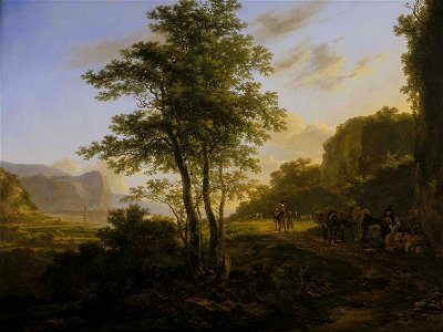 Jan Both - An Italianate Landscape with Travellers on a Path