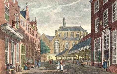 Jan Bulthuis - De Vismarkt en Grote Kerk in 's-Gravenhage