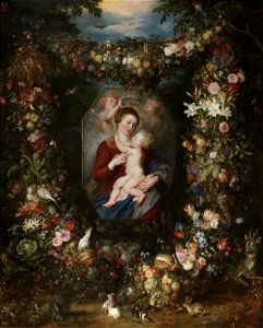 Jan Brueghel (I) - Virgin and Child Surrounded by Flowers and Fruit - WGA3604