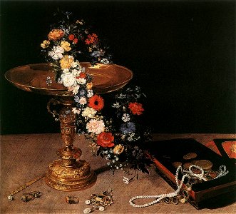 Jan Brueghel (I) - Still-Life with Garland of Flowers and Golden Tazza - WGA03603