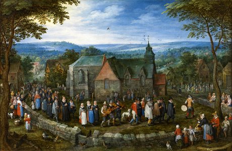 Jan Brueghel (I) - Village wedding. Free illustration for personal and commercial use.