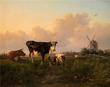 Jan Bedijs Tom - Een vlak landschap met rundvee - SA 4276 - Amsterdam Museum