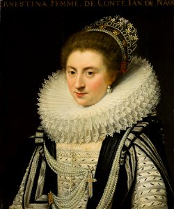 Jan Anthonisz van Ravesteyn - Portrait of Ernestine Yolande (1594-1663), Princess of Ligne - 120 - Mauritshuis. Free illustration for personal and commercial use.
