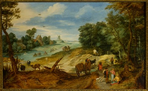 Jan Brueghel I - A Ford - NB 130 - National Museum in Warsaw. Free illustration for personal and commercial use.