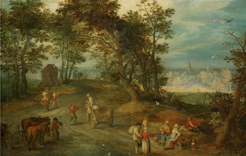 Jan Breughel I - Landscape with Figures on a Road through a Wood L07033-2-lr-1
