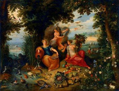 Jan Breughel the Younger, Frans Francken the Younger - Allegory of the Four Elements. Free illustration for personal and commercial use.