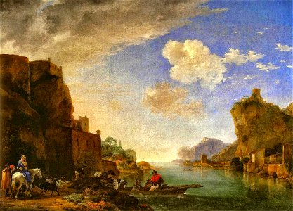 Jan Asselijn - River Landscape with the Fort Saint-Jean and the Chateau Pierre-Scize in Lyon