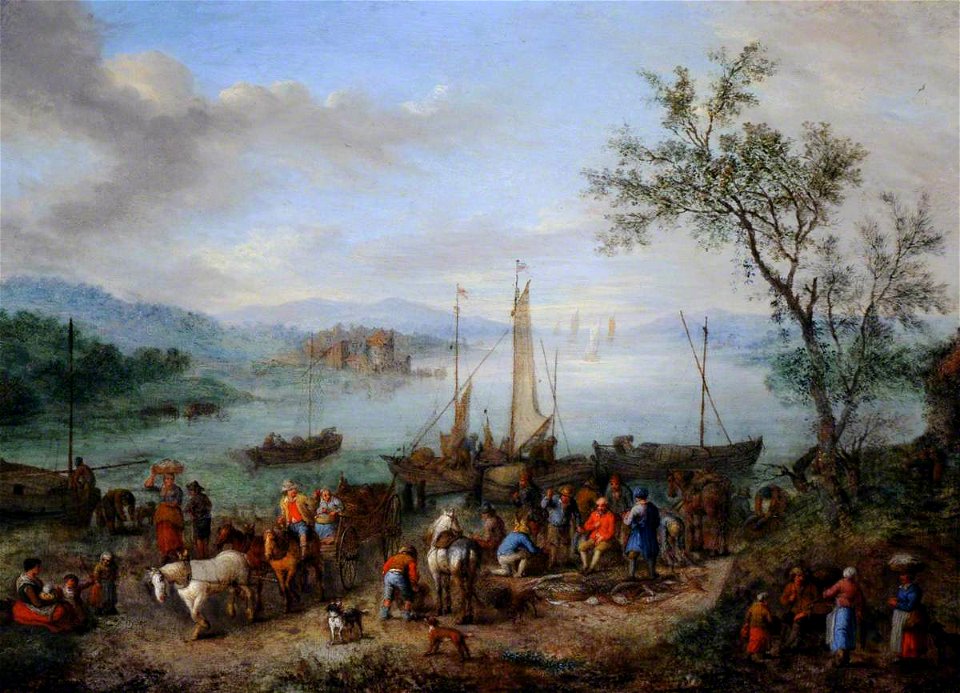 Jan Brueghel the elder (1568-1625) (style of) - A River Landscape with Fishermen Unloading their Catch - 959422 - National Trust