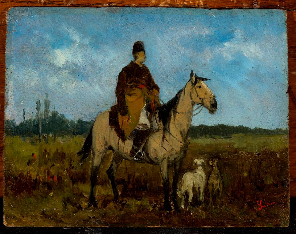 Jan Chełmiński - Rider on horseback with greyhounds - 34493 MNW - National Museum in Warsaw