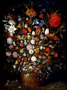 Jan Brueghel the Elder - Flowers in a Wooden Vessel - Google Art Project