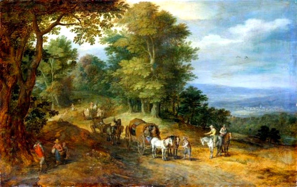 Jan Brueghel (I) - Heuvellandschap met figuren op een weg - Gal.-Nr. 890 - Staatliche Kunstsammlungen Dresden