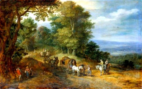 Jan Brueghel (I) - Heuvellandschap met figuren op een weg - Gal.-Nr. 890 - Staatliche Kunstsammlungen Dresden