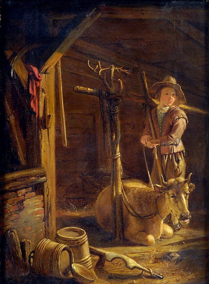 Jan Baptist Kobell Stallinterieur mit Hütejunge