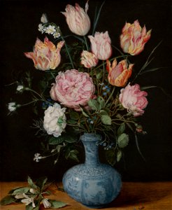 Jan Brueghel de Oude - Flowers in a Wan-Li Vase - 1072 - Mauritshuis. Free illustration for personal and commercial use.