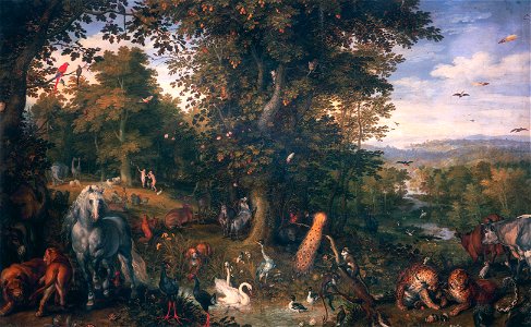 Jan Brueghel (I) - Garden of Eden - WGA03559. Free illustration for personal and commercial use.