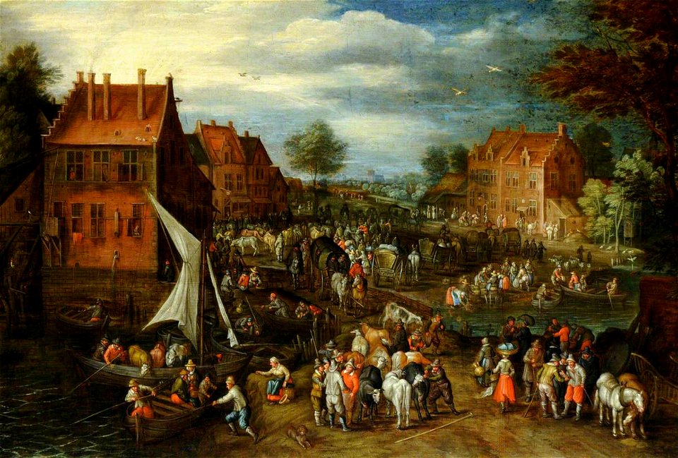 Jan Brueghel the elder (1568-1625) (style of) - Cattle Market in a Village - 959413 - National Trust