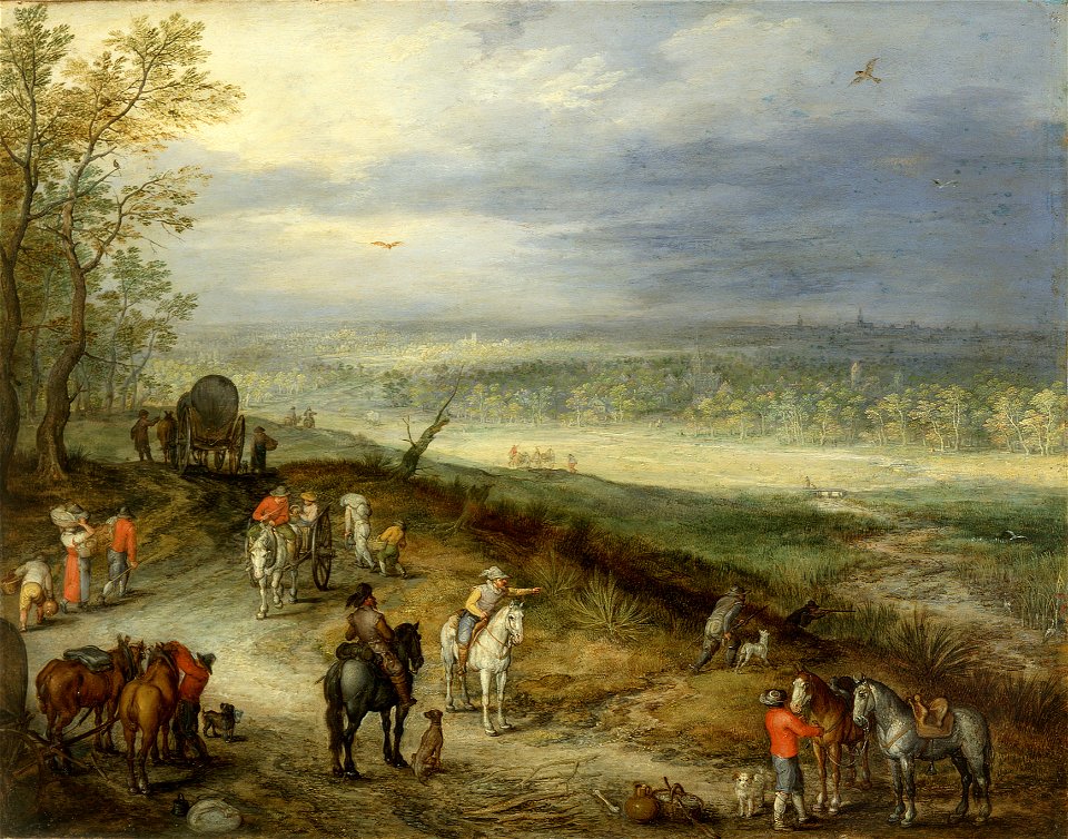 Jan Brueghel the Elder - Extensive Landscape With Travellers on a Country Road - 84-1996 - Saint Louis Art Museum