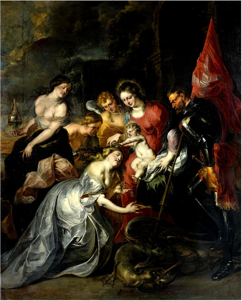 Jan Boeckhorst - The daughter of the king of Libya is baptized by St. George; the Madonna and the Child give their blessing