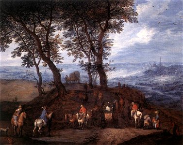 Jan Brueghel (I) - Travellers on the Way - WGA03568. Free illustration for personal and commercial use.