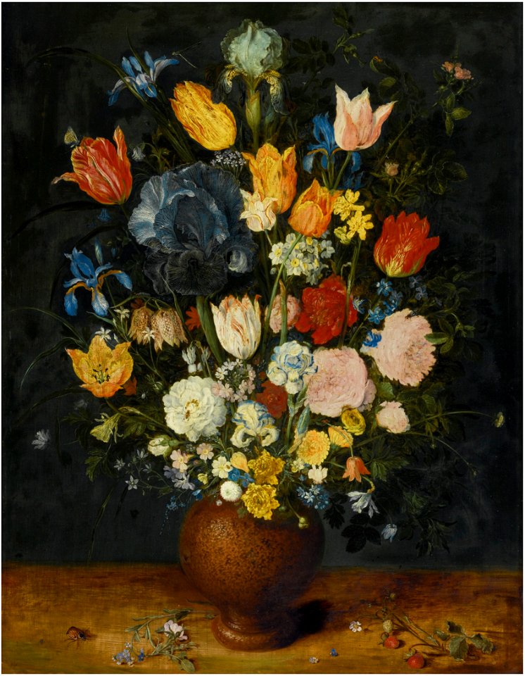 Jan Brueghel (I) - Still life of flowers in a stoneware vase