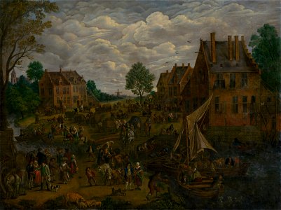 Jan Brueghel st. - Dutch Market - O 2252 - Slovak National Gallery. Free illustration for personal and commercial use.