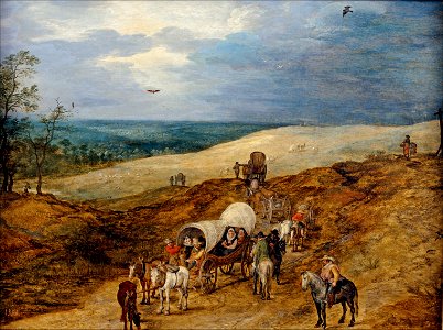 Jan Brueghel de Oude - Landschap met wagens