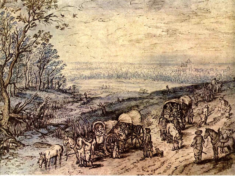 Jan Brueghel- Landstraße an einem Gehölz